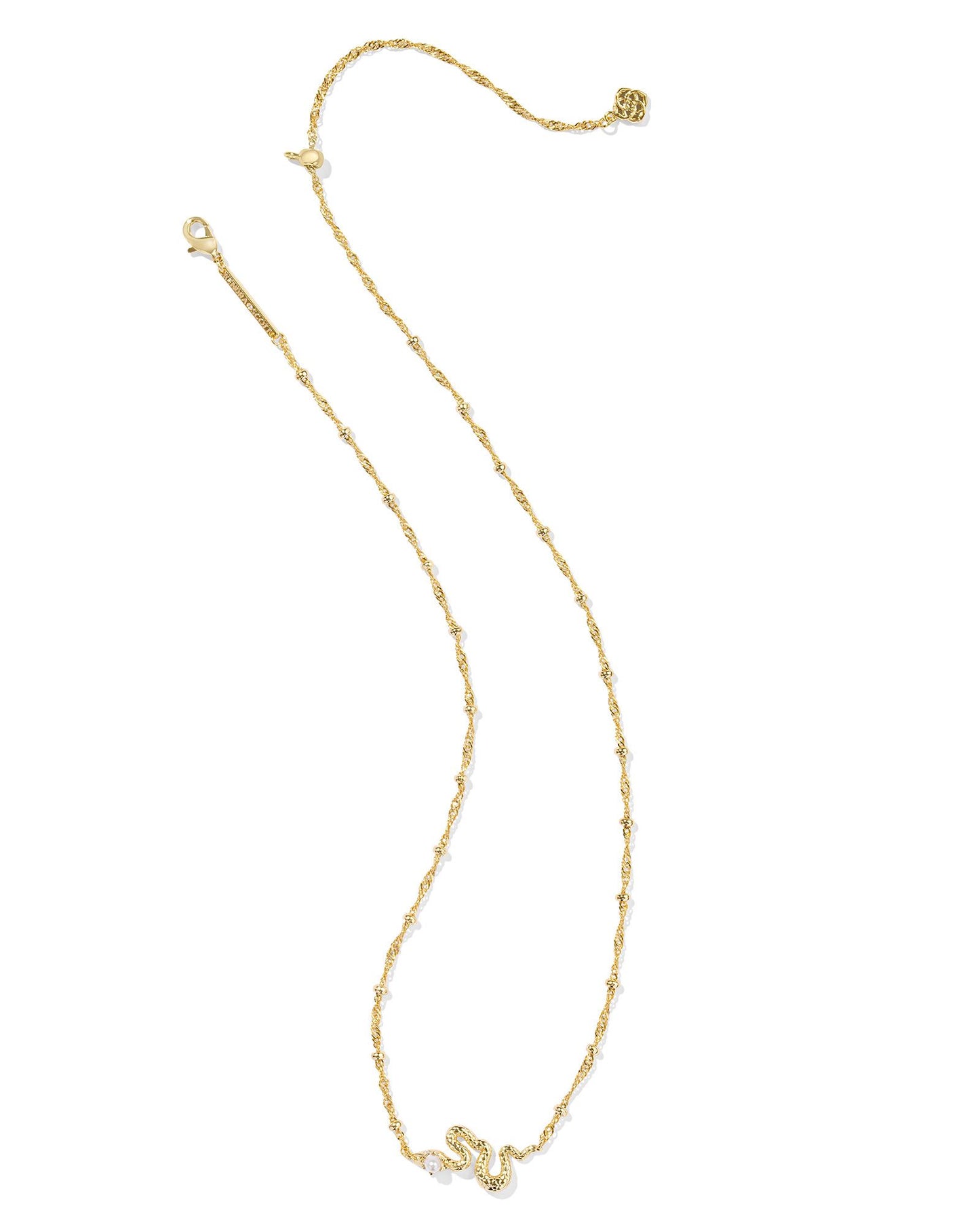 KENDRA SCOTT Lyle Snake Short Pendant Necklace in White Pearl