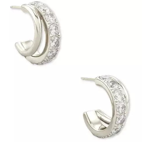 KENDRA SCOTT Pendientes Livy Huggie en cristal blanco