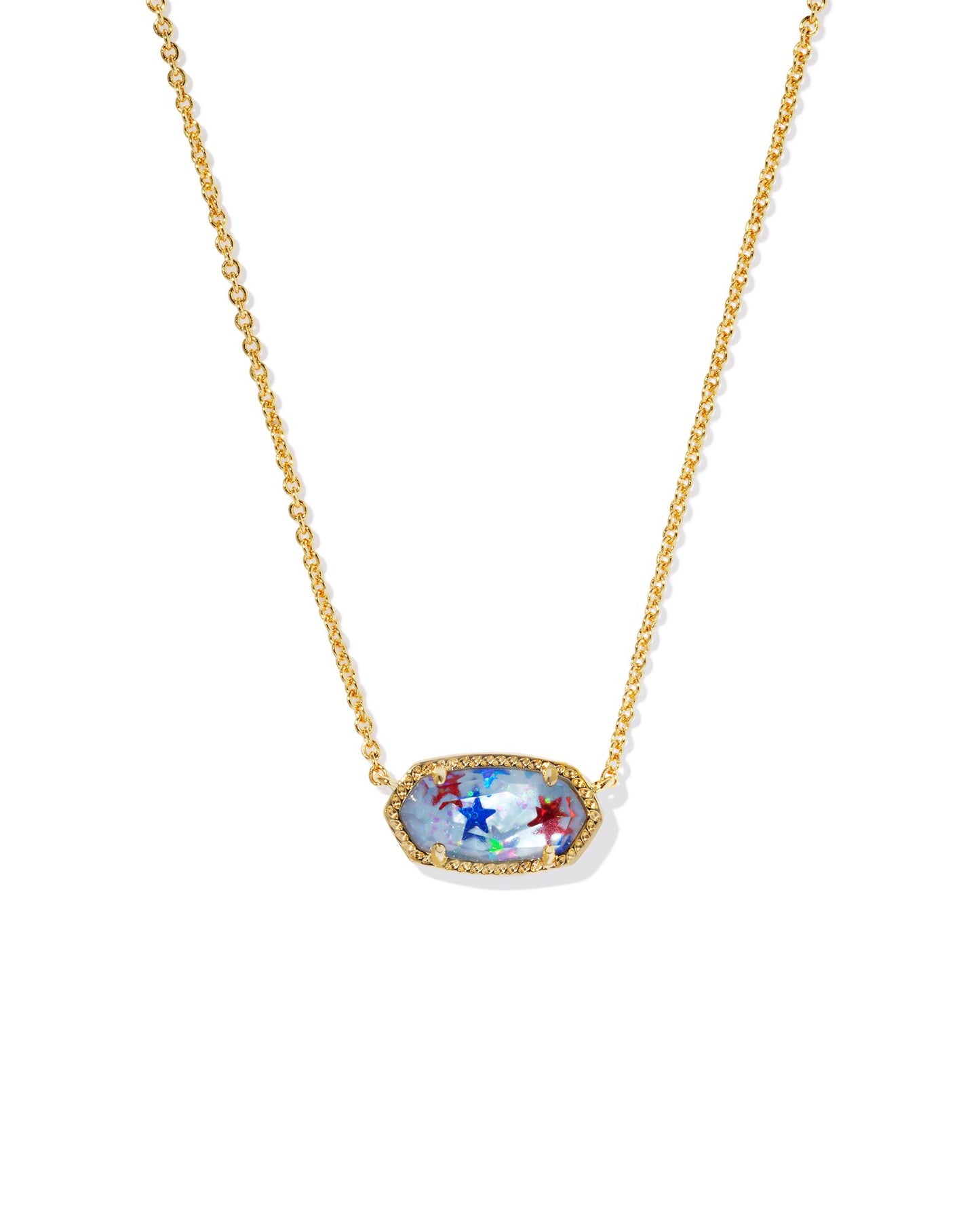 KENDRA SCOTT Collar con colgante corto Elisa en ilusión roja, blanca y azul