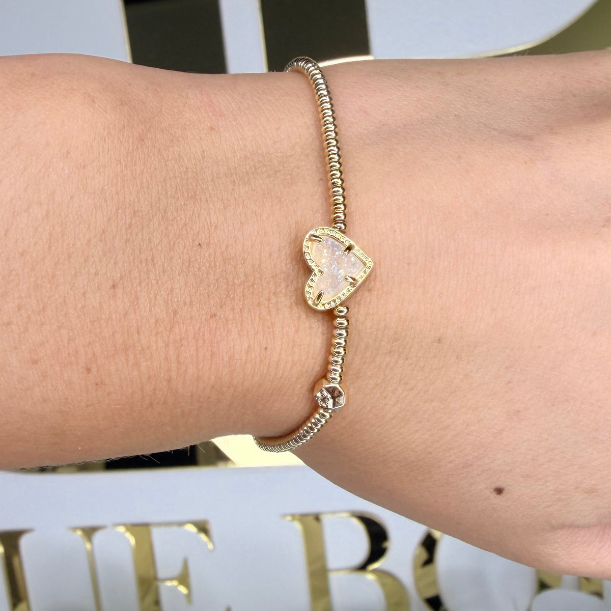 Heart beaded Kendra Scott stretch bracelet