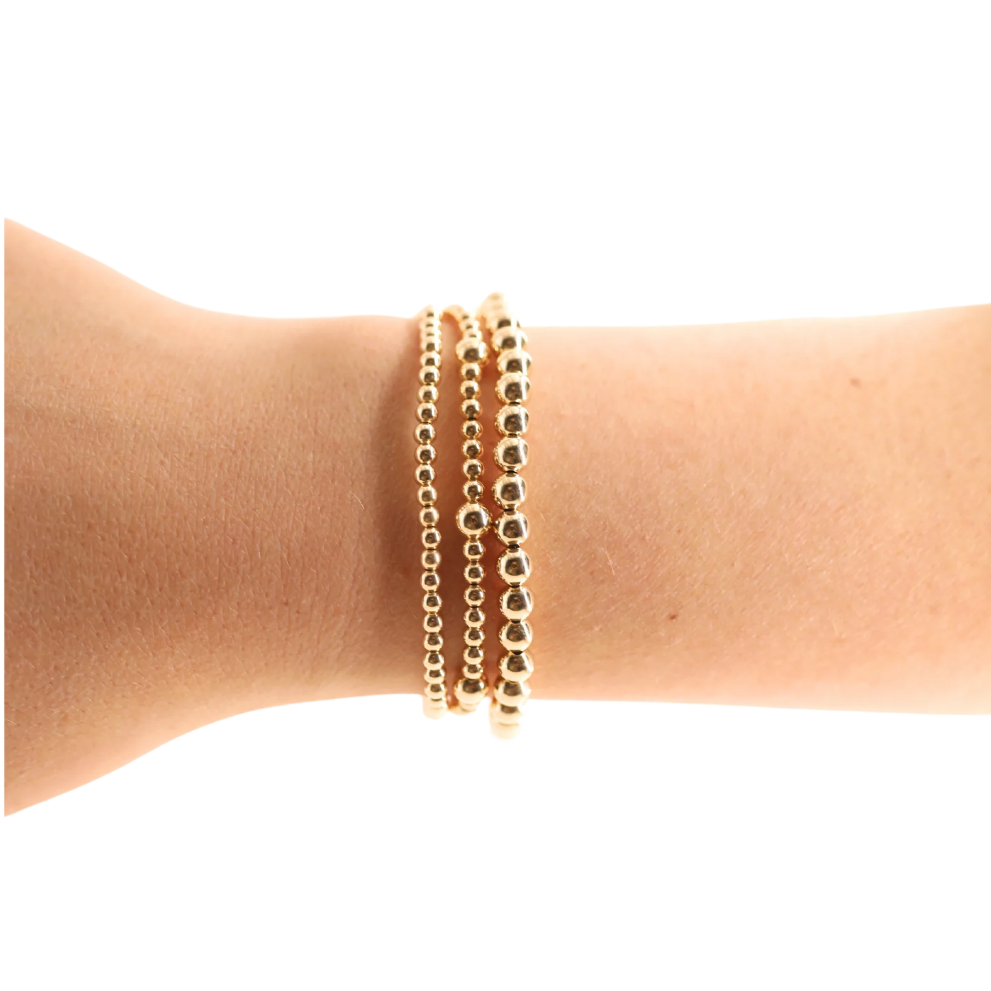 BOUTIQUE BEADED BLONDES 5MM GOLD BRACELET ON ARM 2