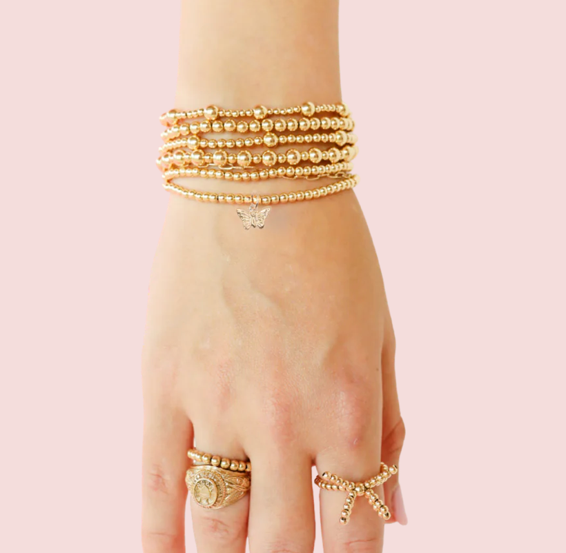 BOUTIQUE BEADED BLONDES BUTTERFLY GOLD CHARM BRACELET 2