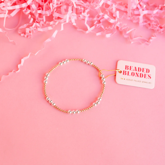 BOUTIQUE BEADED BLONDES GOLD WITH SILVER BRACELET
