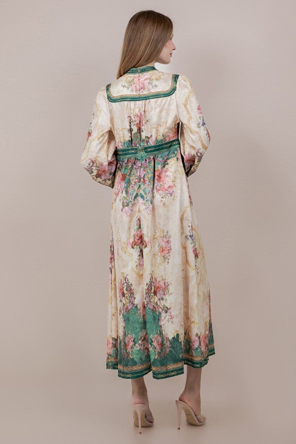 BOUTIQUE BEAUTIFULLY BLOOMED MIDI DRESS BACK