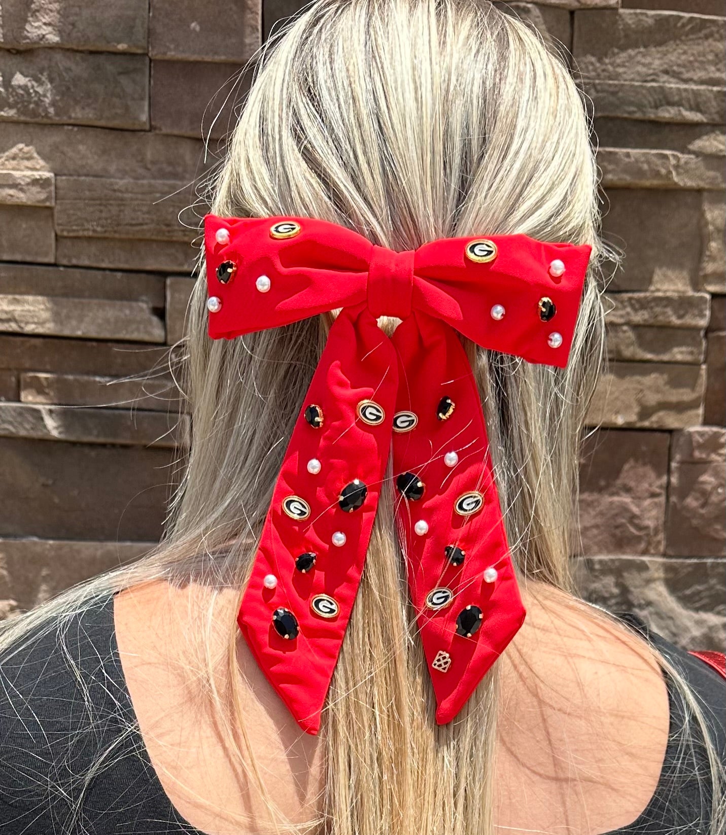 BOUTIQUE BRIANNA CANNON BOW BARRETTE RED IN HAIR