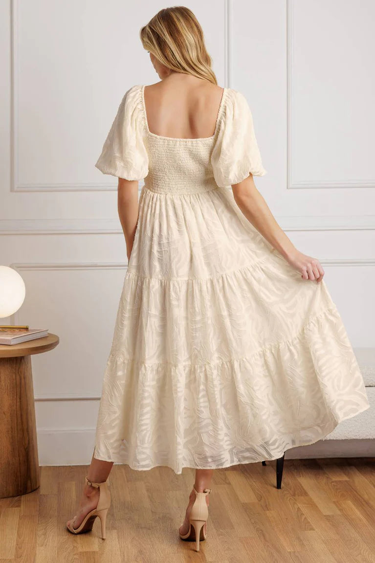 BOUTIQUE BRISK ADVENTURES WOVEN MINI DRESS CREAM BACK