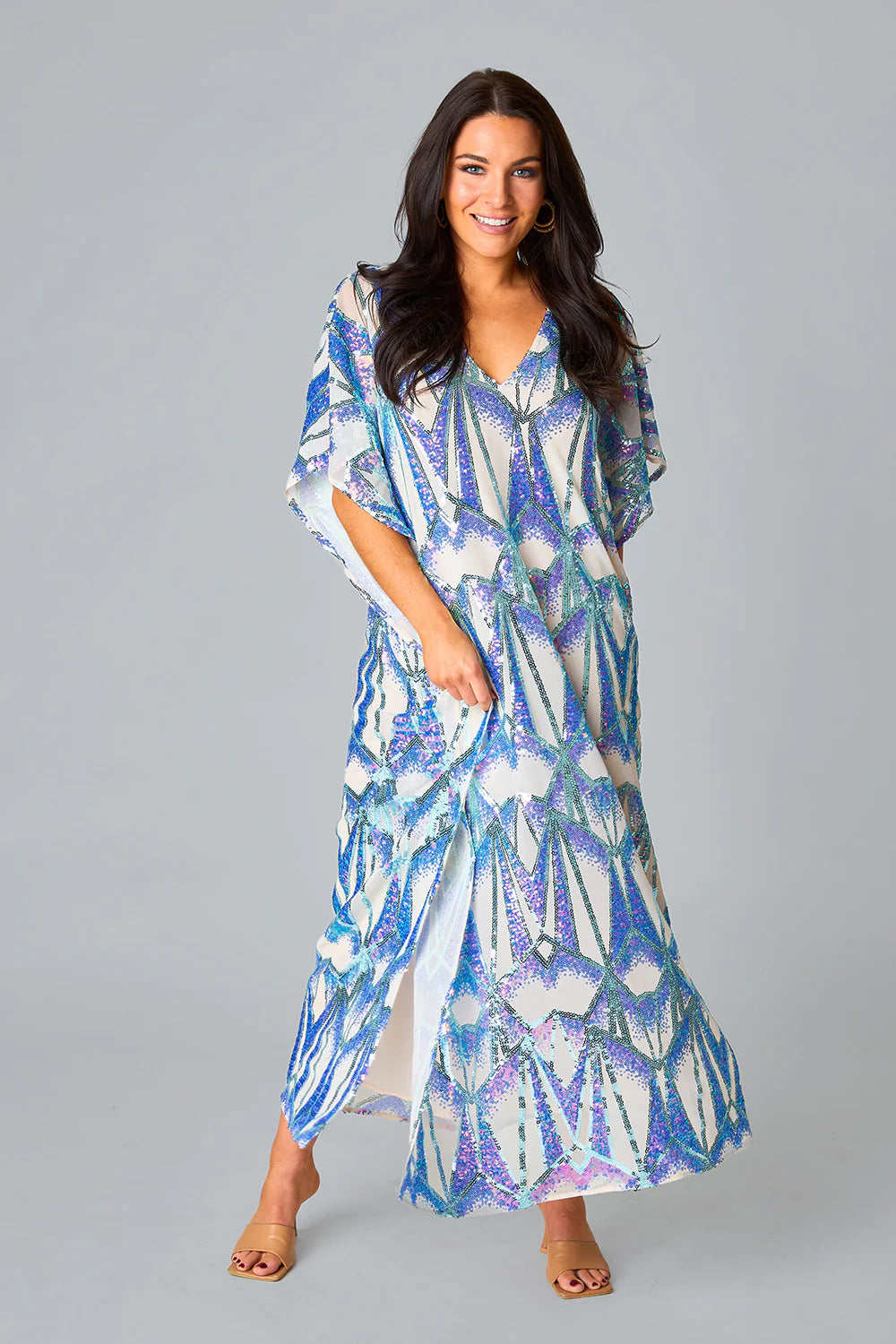 BOUTIQUE BUDDY LOVE ATLAS CAFTAN MAXI DRESS QUEEN OF THE SEA FRONT 4