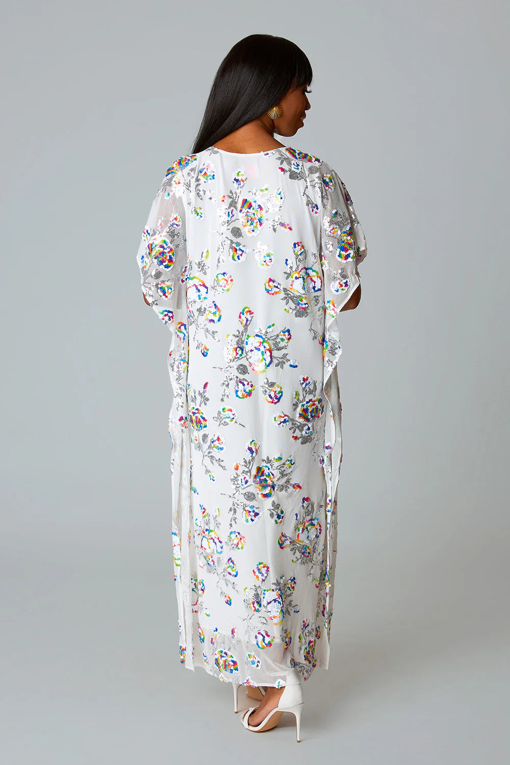 BOUTIQUE BUDDY LOVE ATLAS CAFTAN MAXI DRESS WHITE SANGRIA BACK