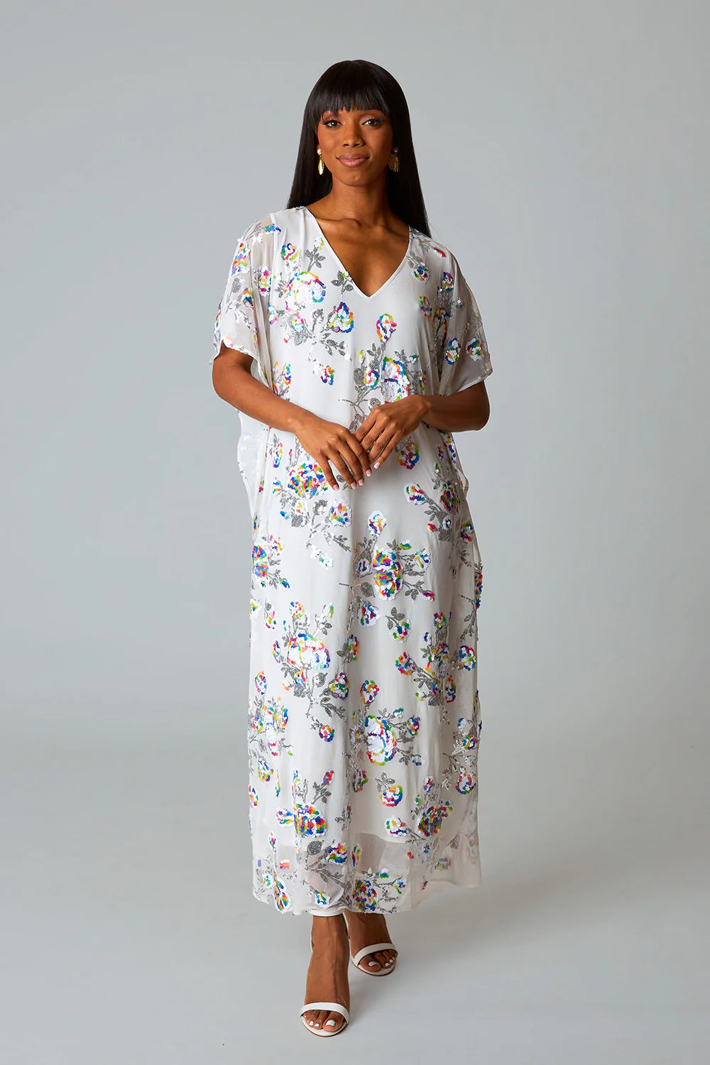 BOUTIQUE BUDDY LOVE ATLAS CAFTAN MAXI DRESS WHITE SANGRIA FRONT