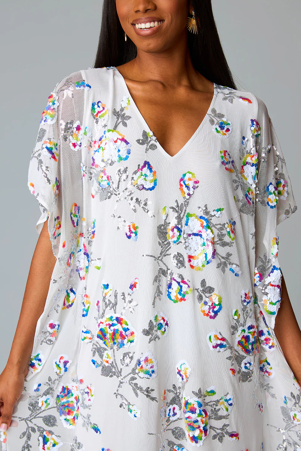 BOUTIQUE BUDDY LOVE ATLAS CAFTAN MAXI DRESS WHITE SANGRIA FRONT 2