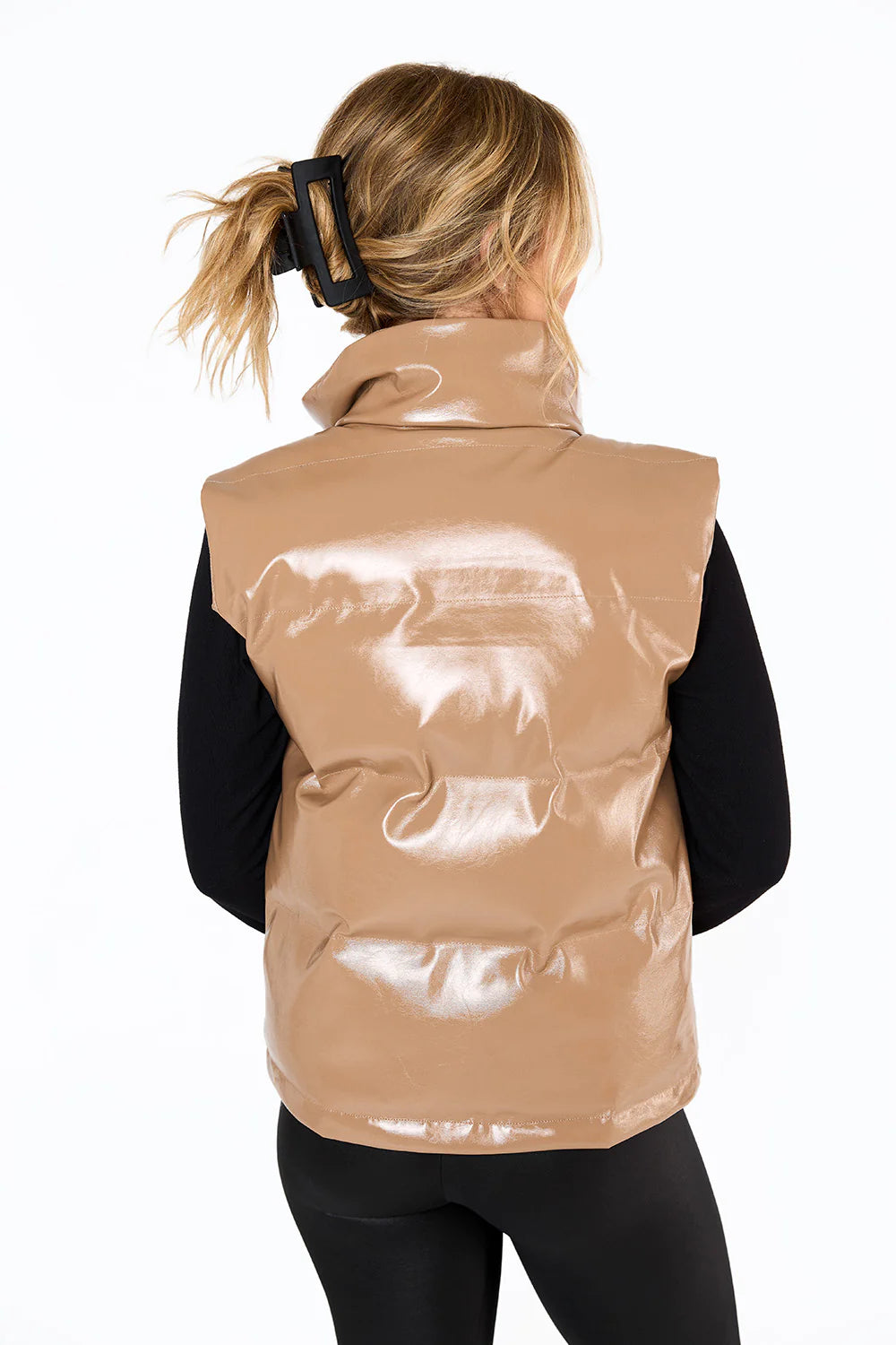 BOUTIQUE BUDDY LOVE HELEN VEGAN LEATHER VEST LATTE BACK