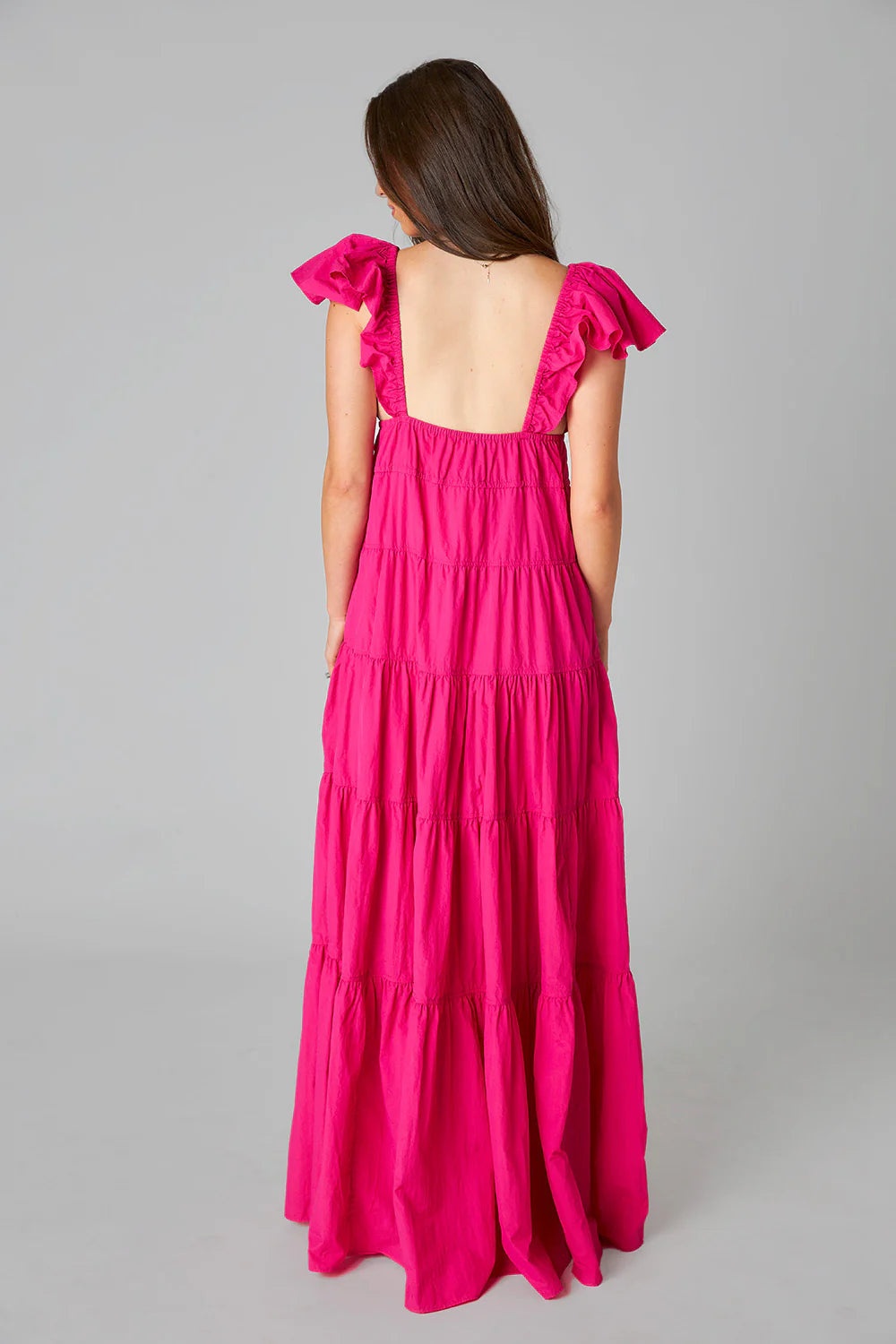 BOUTIQUE BUDDY LOVE HOLLAND TIERED MAXI DRESS RASPBERRY BACK