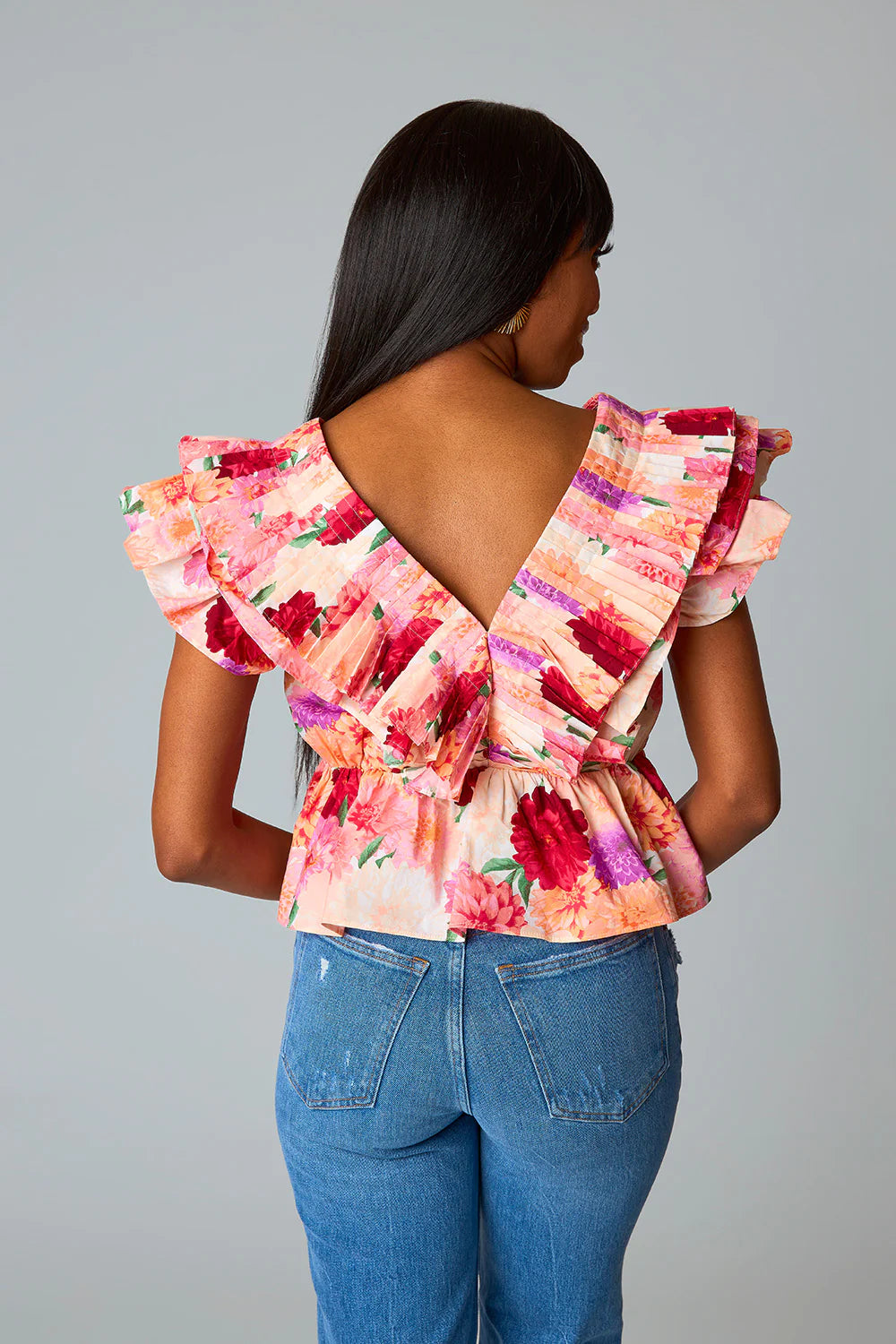 BOUTIQUE BUDDY LOVE NIA RUFFLE PLEATED TOP MAD HAT BACK