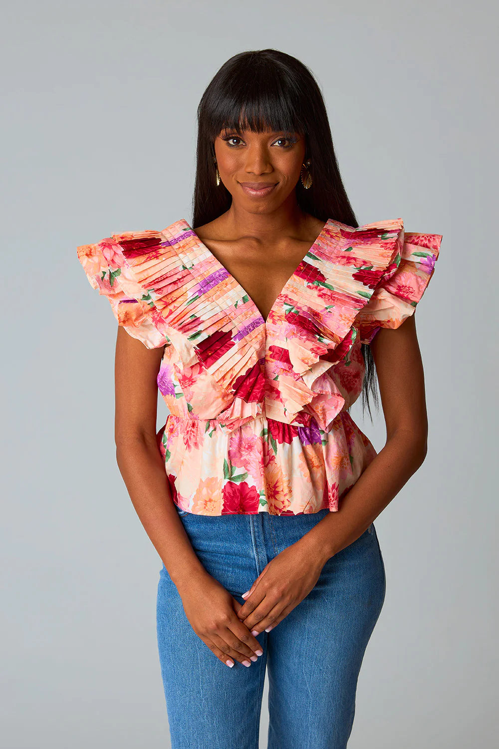 BOUTIQUE BUDDY LOVE NIA RUFFLE PLEATED TOP MAD HAT FRONT 4