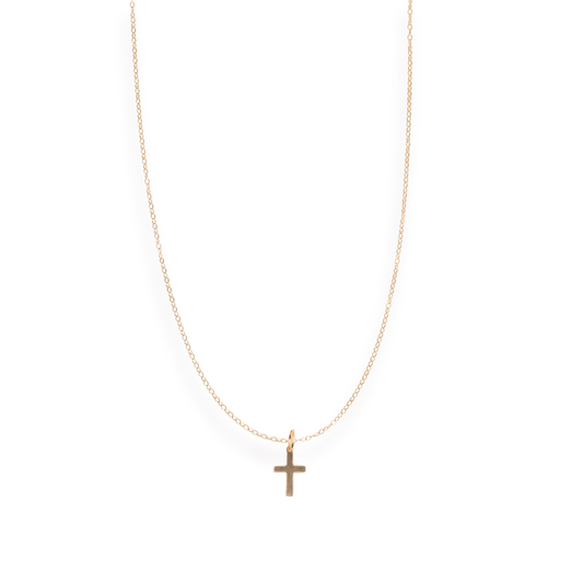 Beaded Blondes Cross Charm Necklace pendant shown close up.
