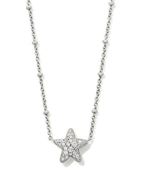 KENDRA SCOTT Collar con colgante corto Jae Star Pave en cristal blanco