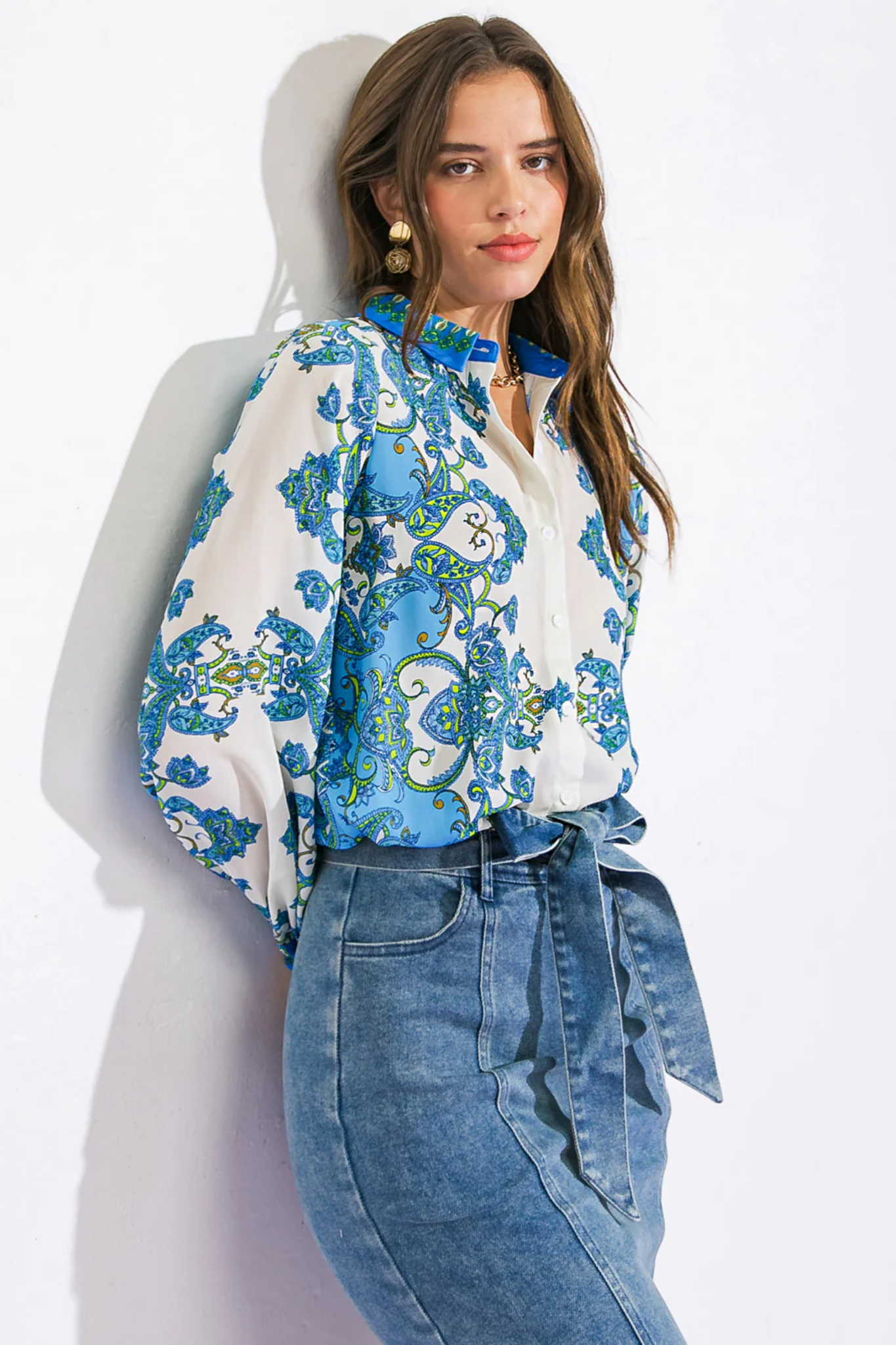 BOUTIQUE CANT LIVE WITHOUT YOU TOP BLUE WHITE SIDE
