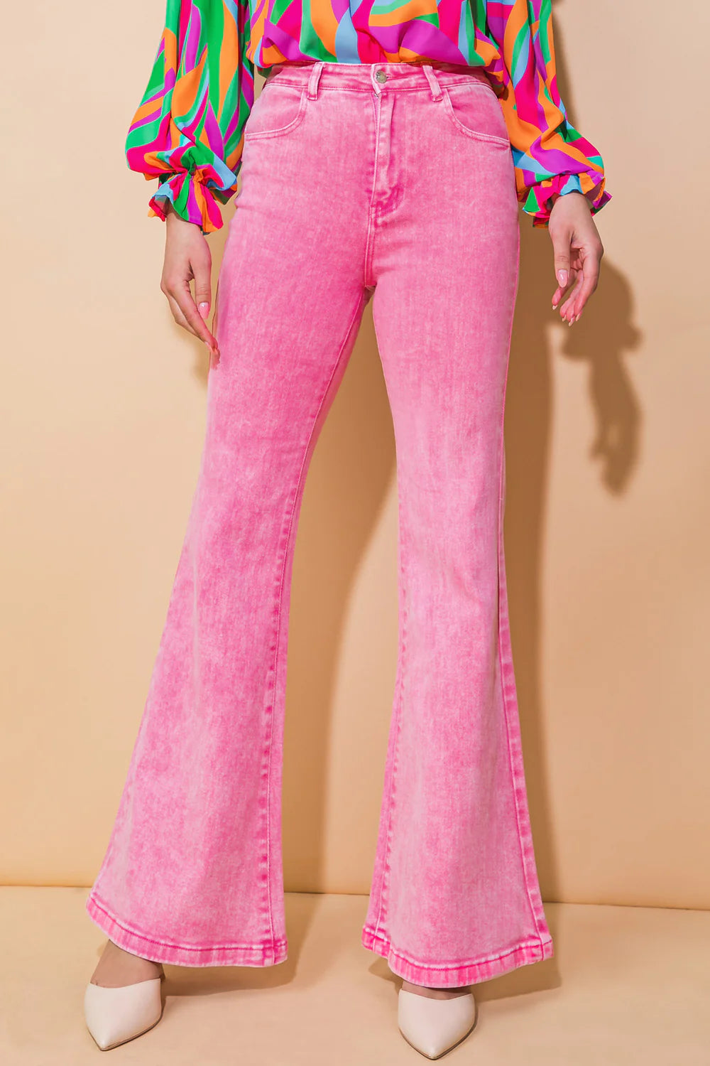 BOUTIQUE COMING TOGETHER TWILL PANTS PINK FRONT 3