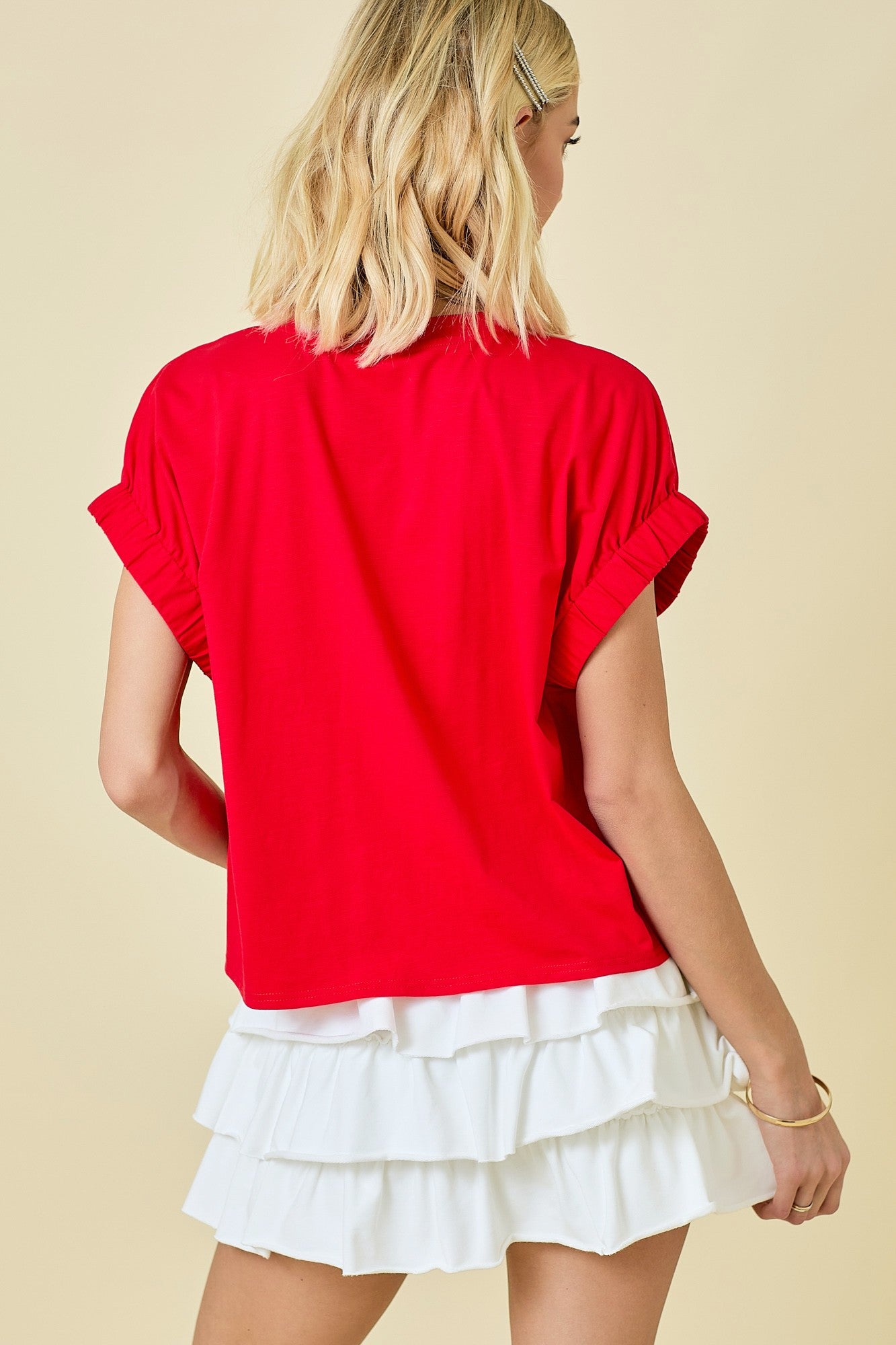 BOUTIQUE CUTE AND CATCHY TOP BACK RED