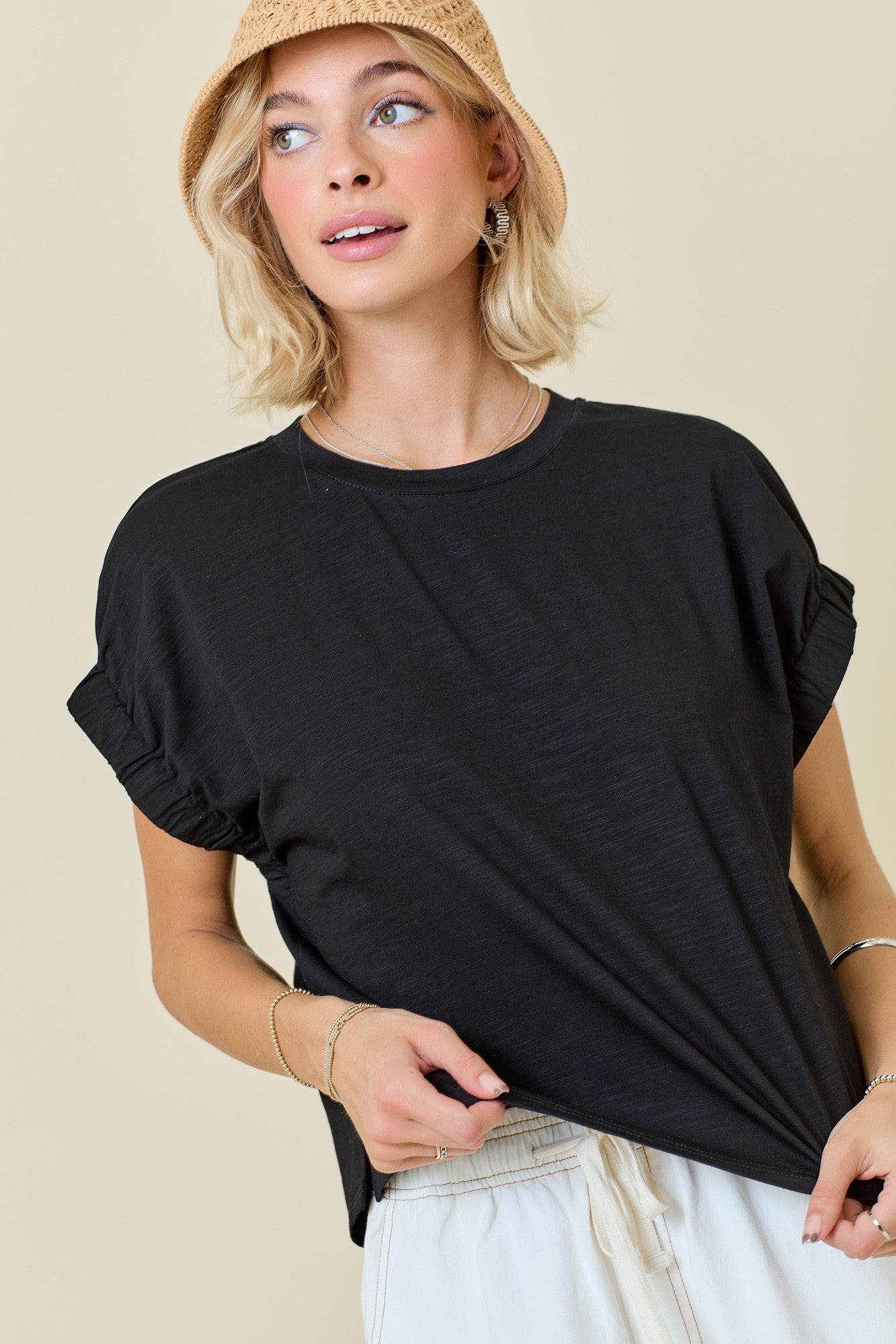 BOUTIQUE CUTE AND CATCHY TOP FRONT 3 BLACK