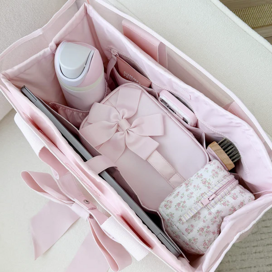 Casemate ballet pink tote insert with pockets filled