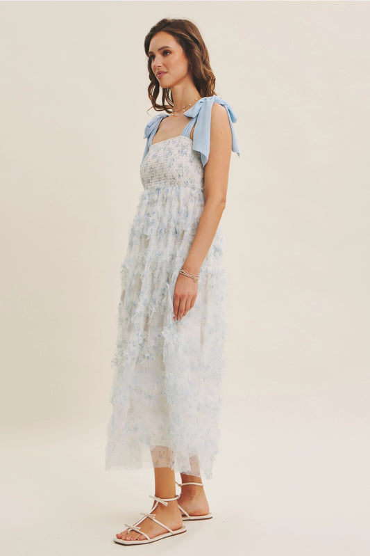 BOUTIQUE DREAMING OF YOU MIDI DRESS BLUE SIDE