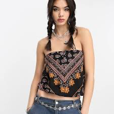 BOUTIQUE FREE PEOPLE BORDERLINE TUBE TOP BLACK COMBO FRONT