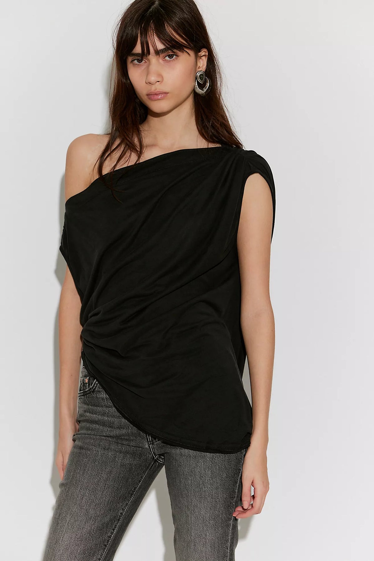 BOUTIQUE FREE PEOPLE CASCADIA TUNIC BLACK FRONT