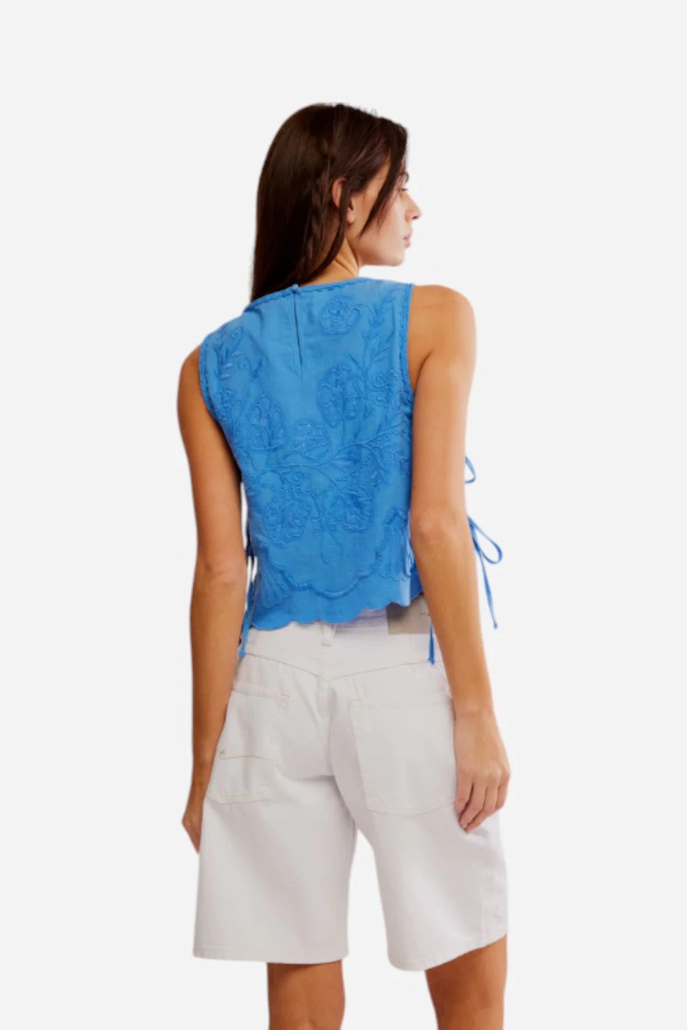 BOUTIQUE FREE PEOPLE FADED GARDENS TANK BACK BLUE MARINA