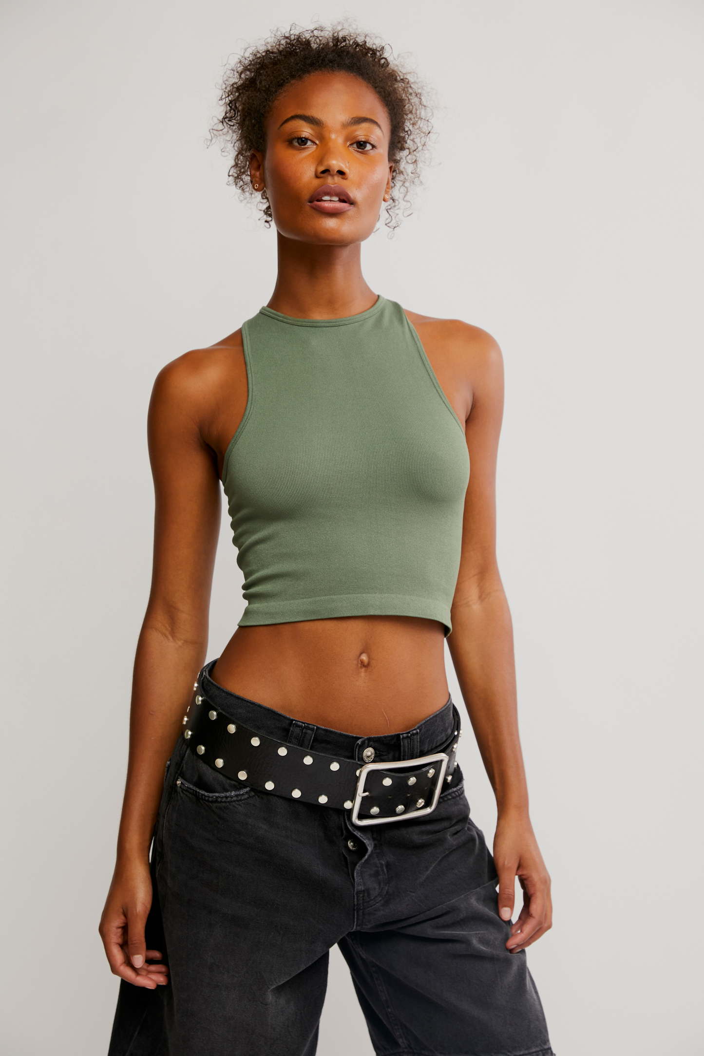 BOUTIQUE FREE PEOPLE HAYLEY RACERBACK BRAMI ARMY FRONT
