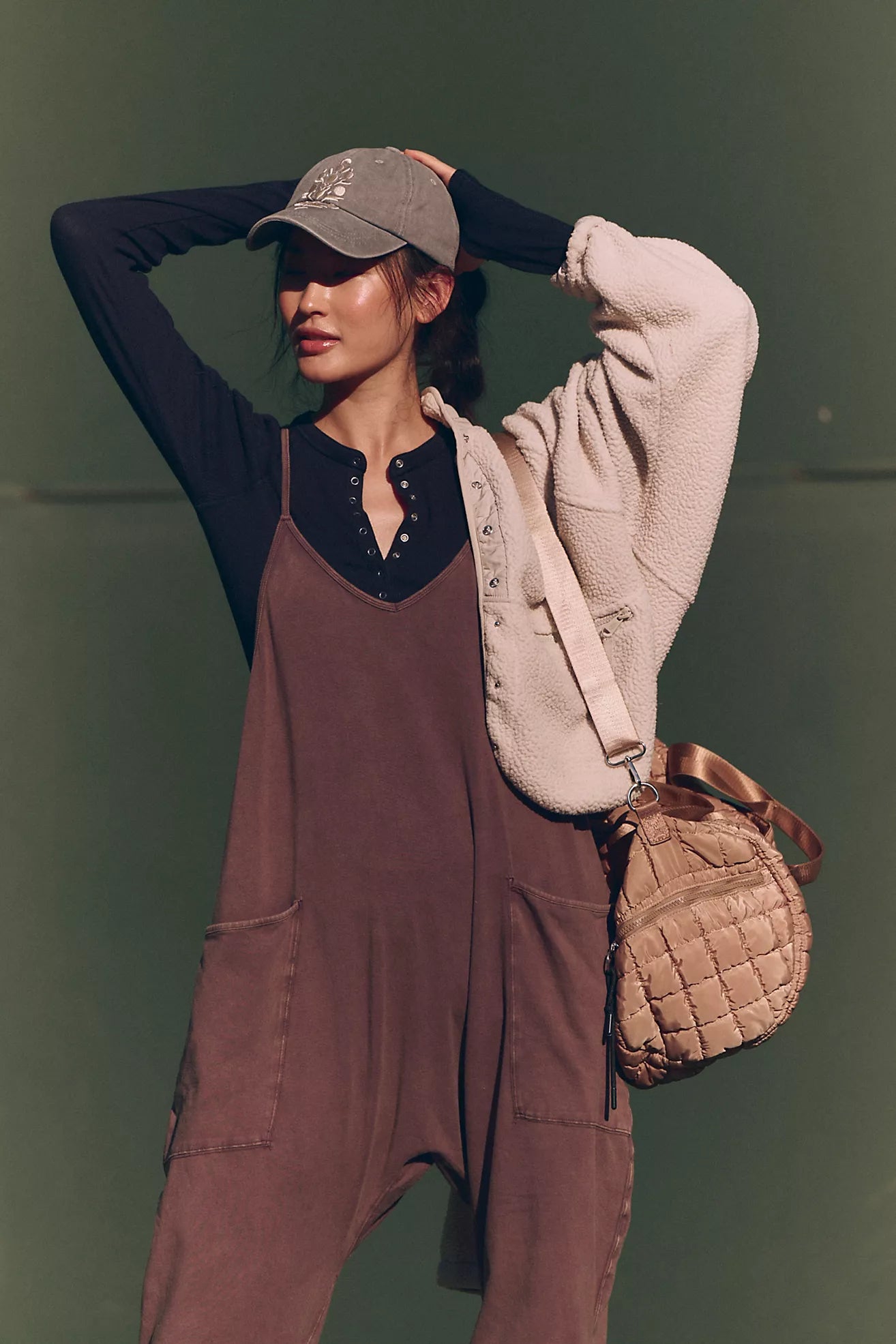 BOUTIQUE FREE PEOPLE HOT SHOT ONSIE DARK ESPRESSO FRONT