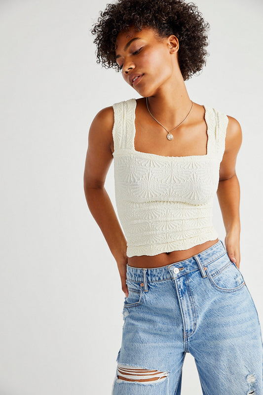 BOUTIQUE FREE PEOPLE LOVE LETTER CAMI FRONT IVORY