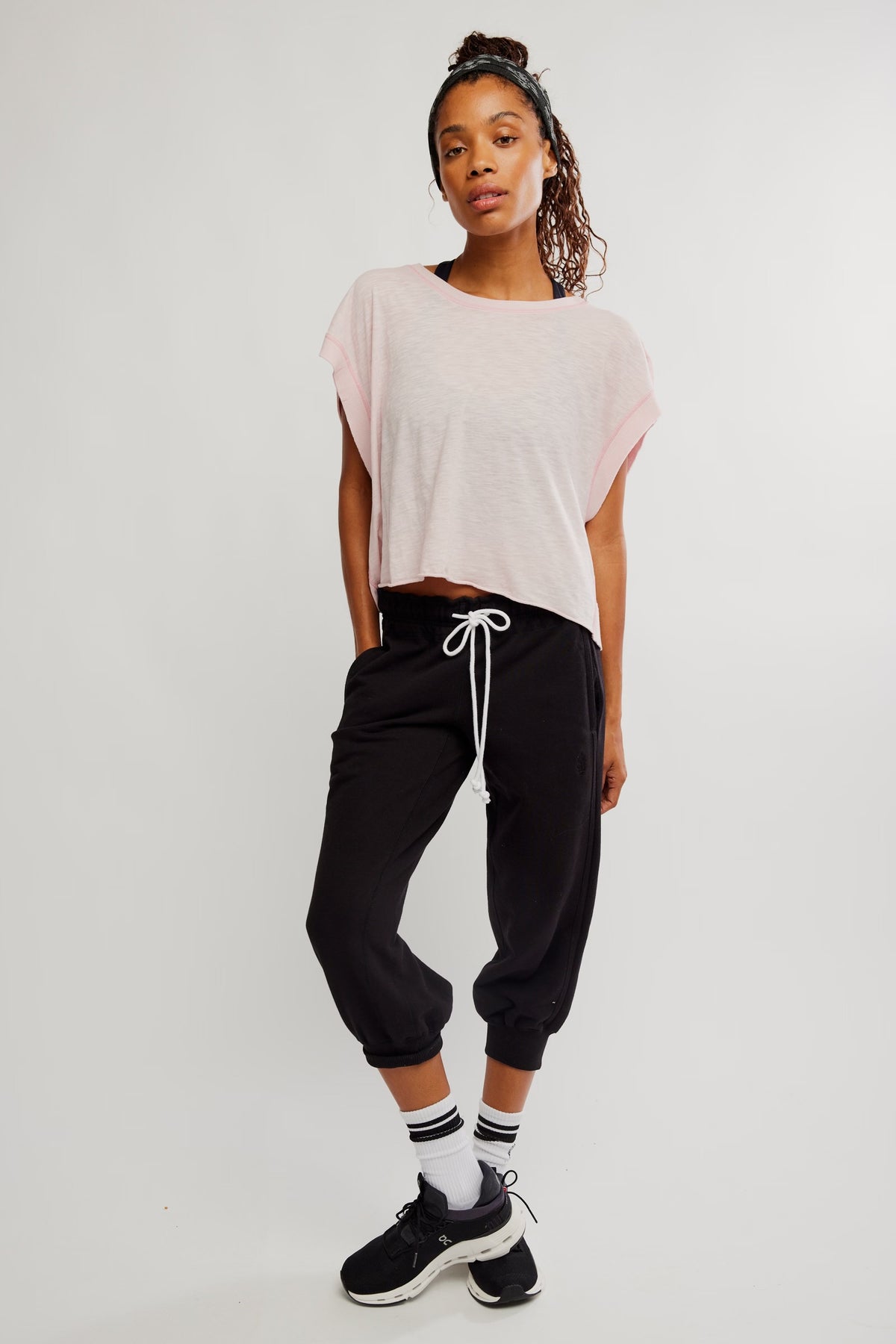 BOUTIQUE FREE PEOPLE MY TIME TEE POWDER PINK FRONT