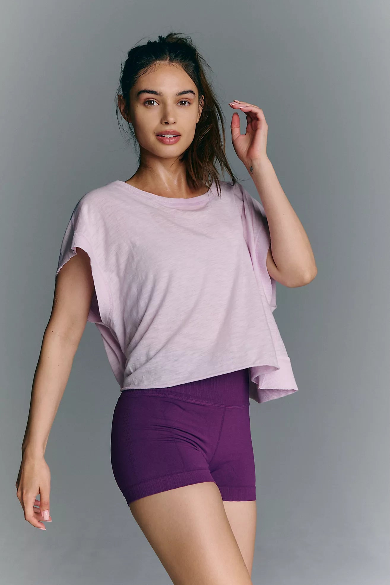 BOUTIQUE FREE PEOPLE MY TIME TEE ROSE QUARTZ FRONT