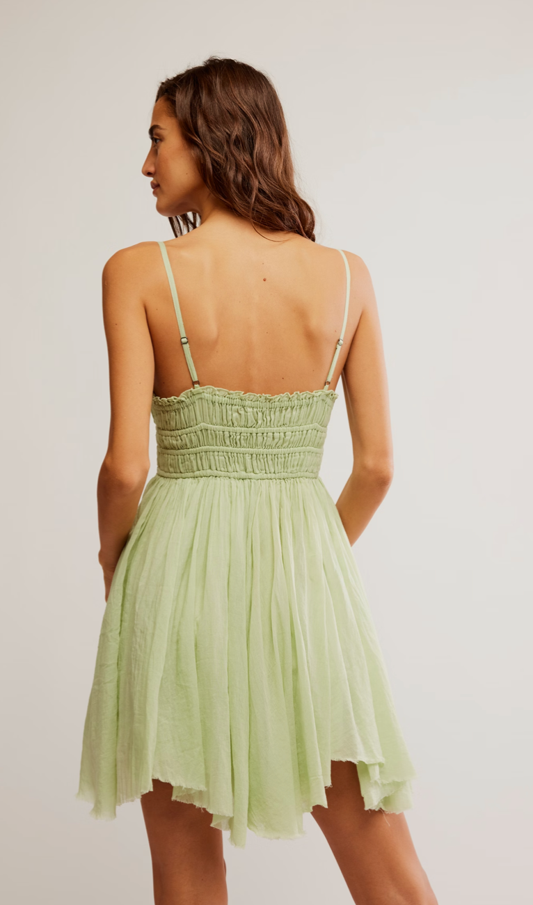 BOUTIQUE FREE PEOPLE ONE DELIA SLIP DRESS BACK MEADOW HAZE