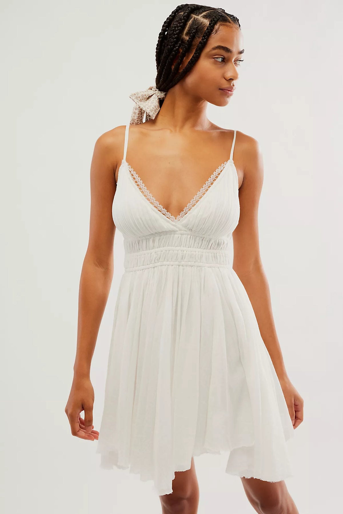 BOUTIQUE FREE PEOPLE ONE DELIA SLIP DRESS IVORY FRONT