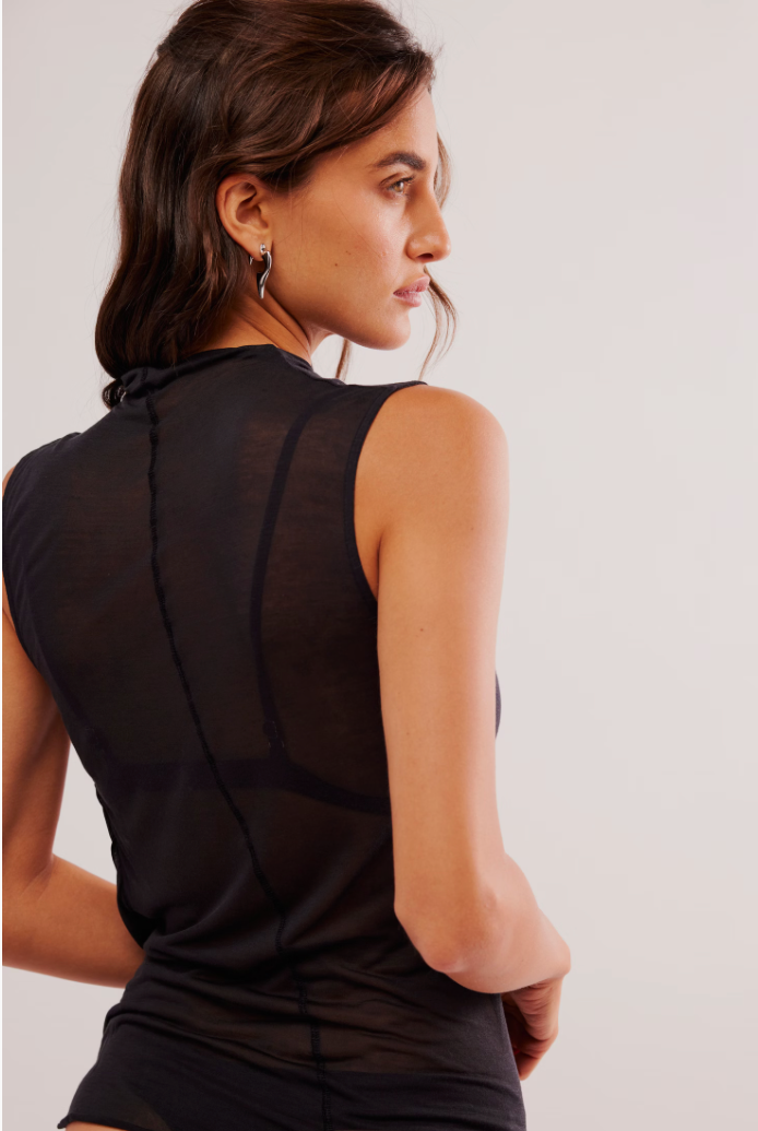 BOUTIQUE FREE PEOPLE ON AIR MUSCLE TANK BACK BLACK