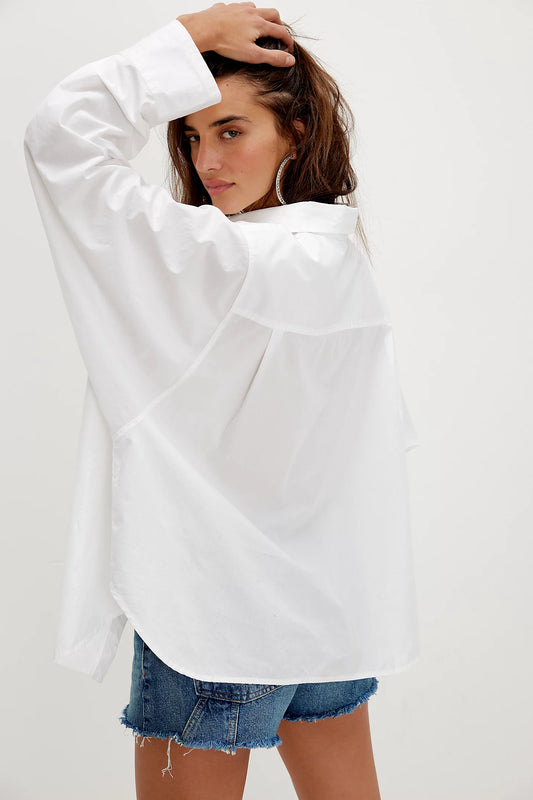 BOUTIQUE FREE PEOPLE SABINE ARTICULATED SHIRT BACK PARCHMENT