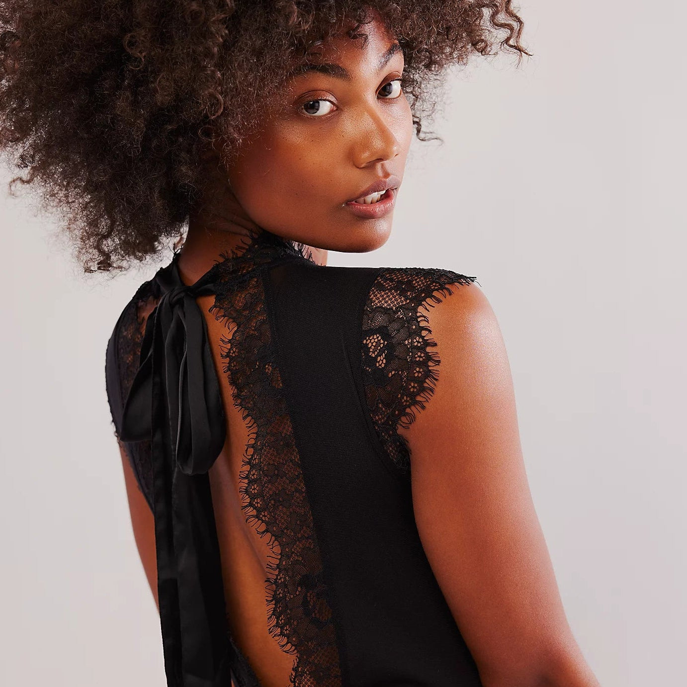BOUTIQUE FREE PEOPLE SWEET NOTHINGS BODYSUIT BACK BLACK