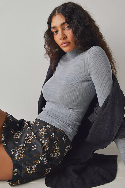 BOUTIQUE FREE PEOPLE THE RICKIE TOP SIDE GREY HAZE