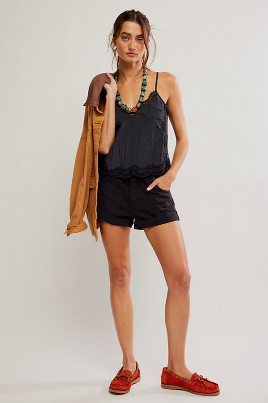 BOUTIQUE FREE PEOPLE WE THE FREE CALI CUFFED SHORTIE WASHED BLACK FRONT 2
