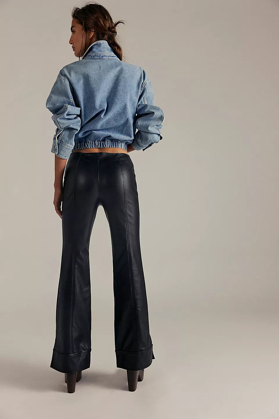 BOUTIQUE FREE PEOPLE WE THE FREE GLOW UP VEGAN PANTS BLACK BACK