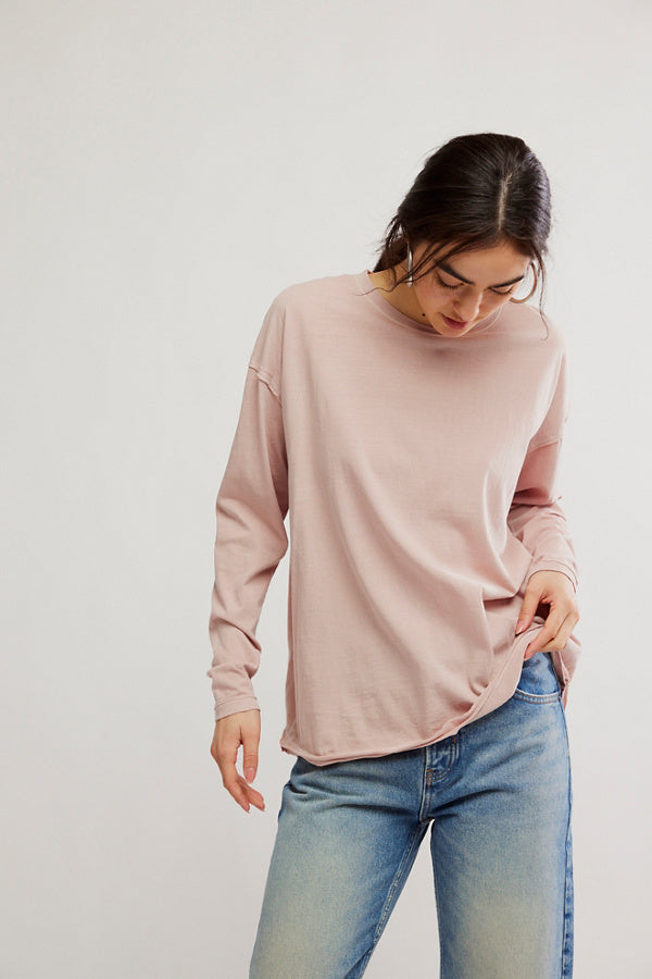 BOUTIQUE FREE PEOPLE WE THE FREE NINA LONG-SLEEVE TEE FRONT CASHMERE