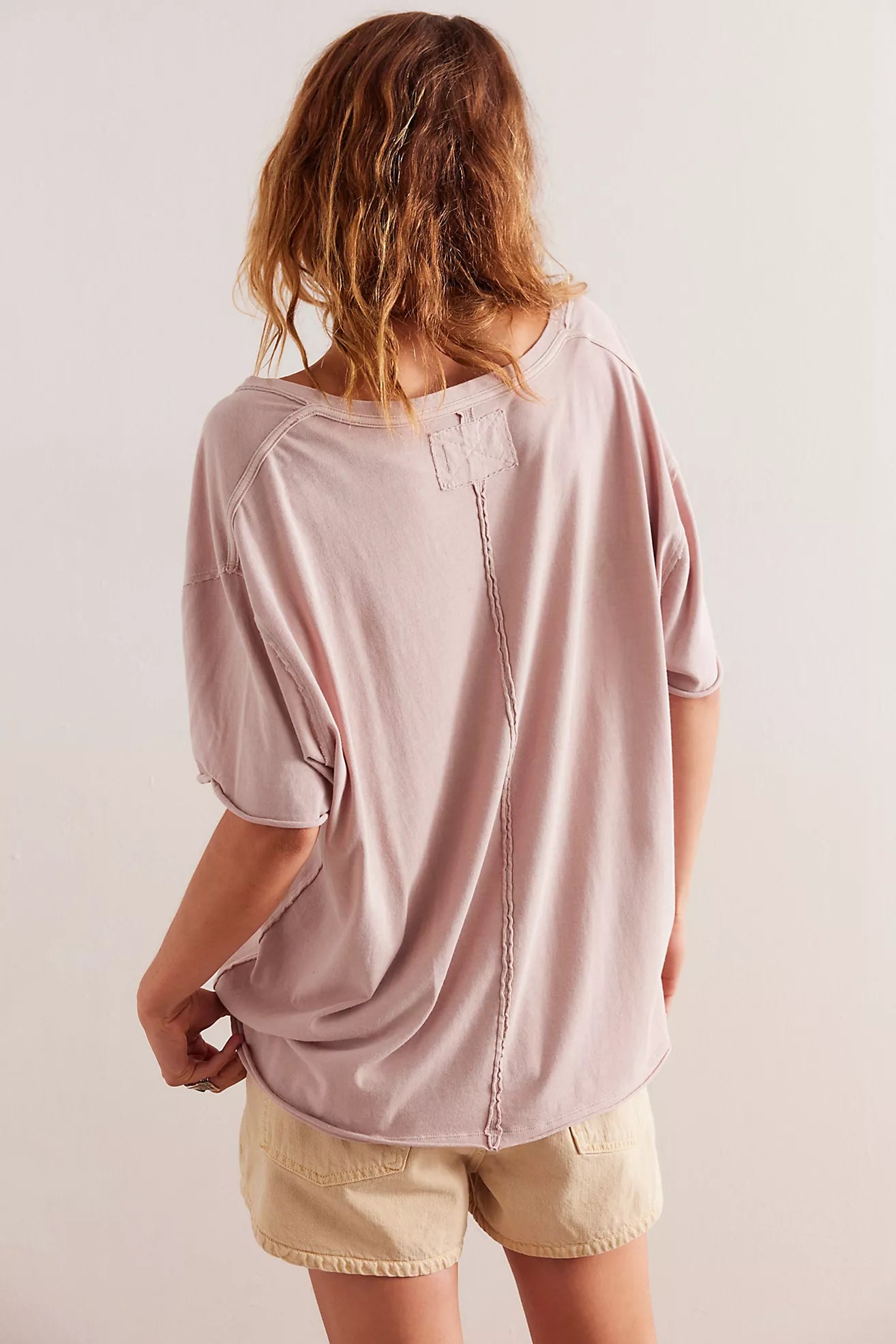 BOUTIQUE FREE PEOPLE WE THE FREE NINA V NECK TEE CAHMERE BACK