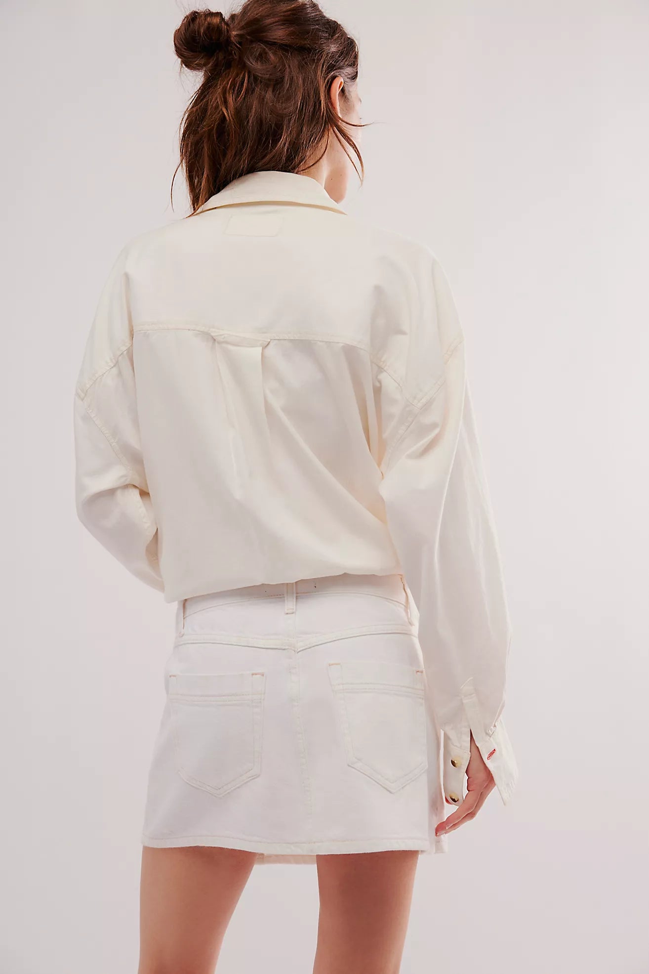 BOUTIQUE FREE PEOPLE WE THE FREE WYNNE DENIM SKIRT BRIGHT WHITE BACK
