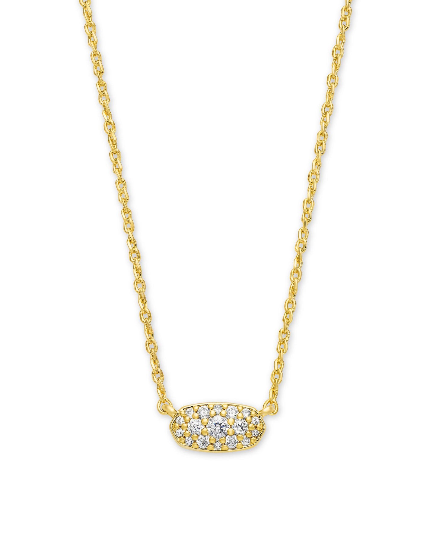 KENDRA SCOTT Grayson Gold Pendant Necklace in White CZ