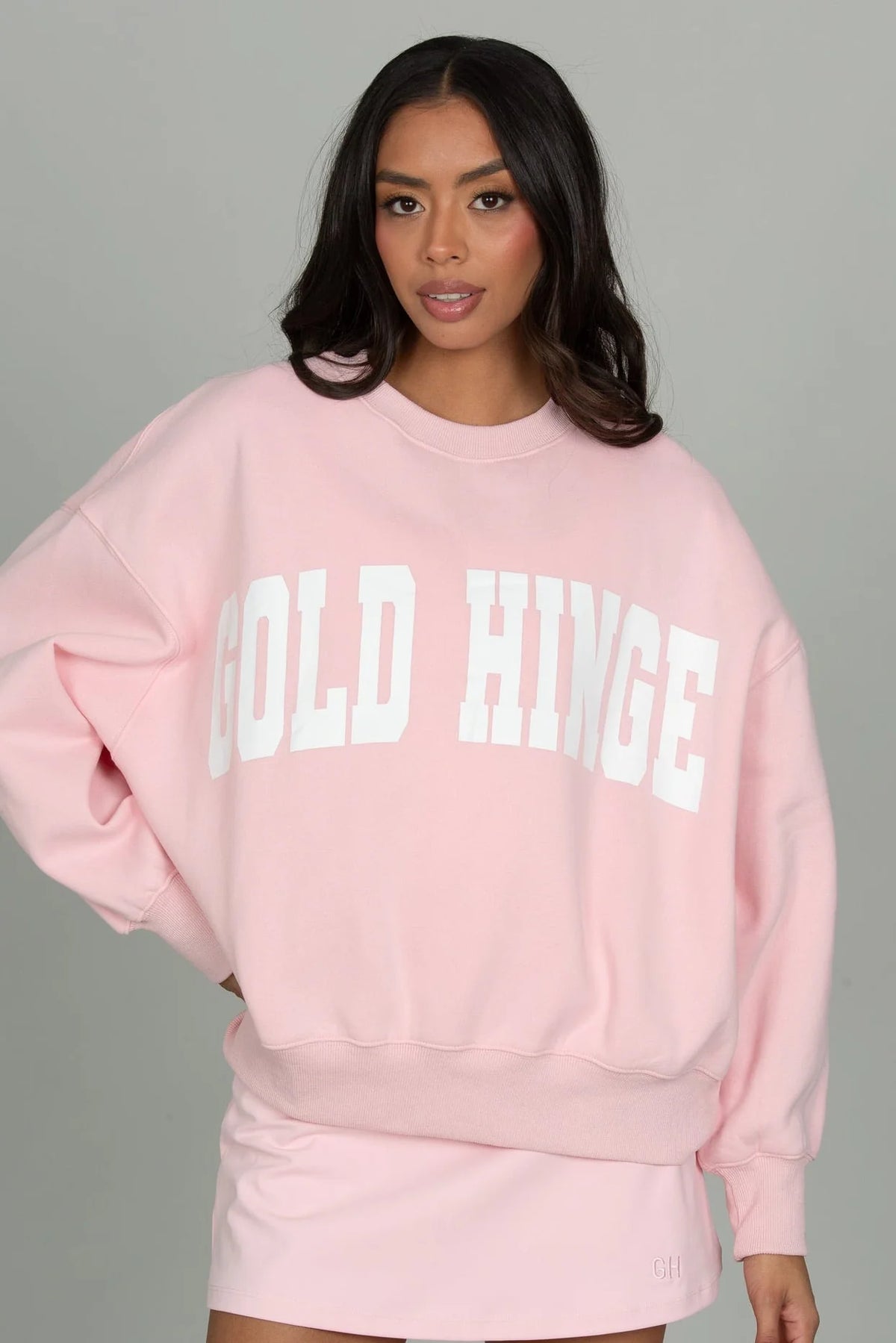 GOLD HINGE GH Wide Arm Sweatshirt in Almond Blossom with oversized sleeves
