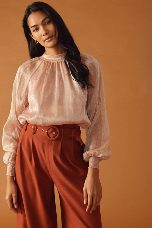 BOUTIQUE HIGHLY UNPREDICTABLE WOVEN TOP ROSE FRONT