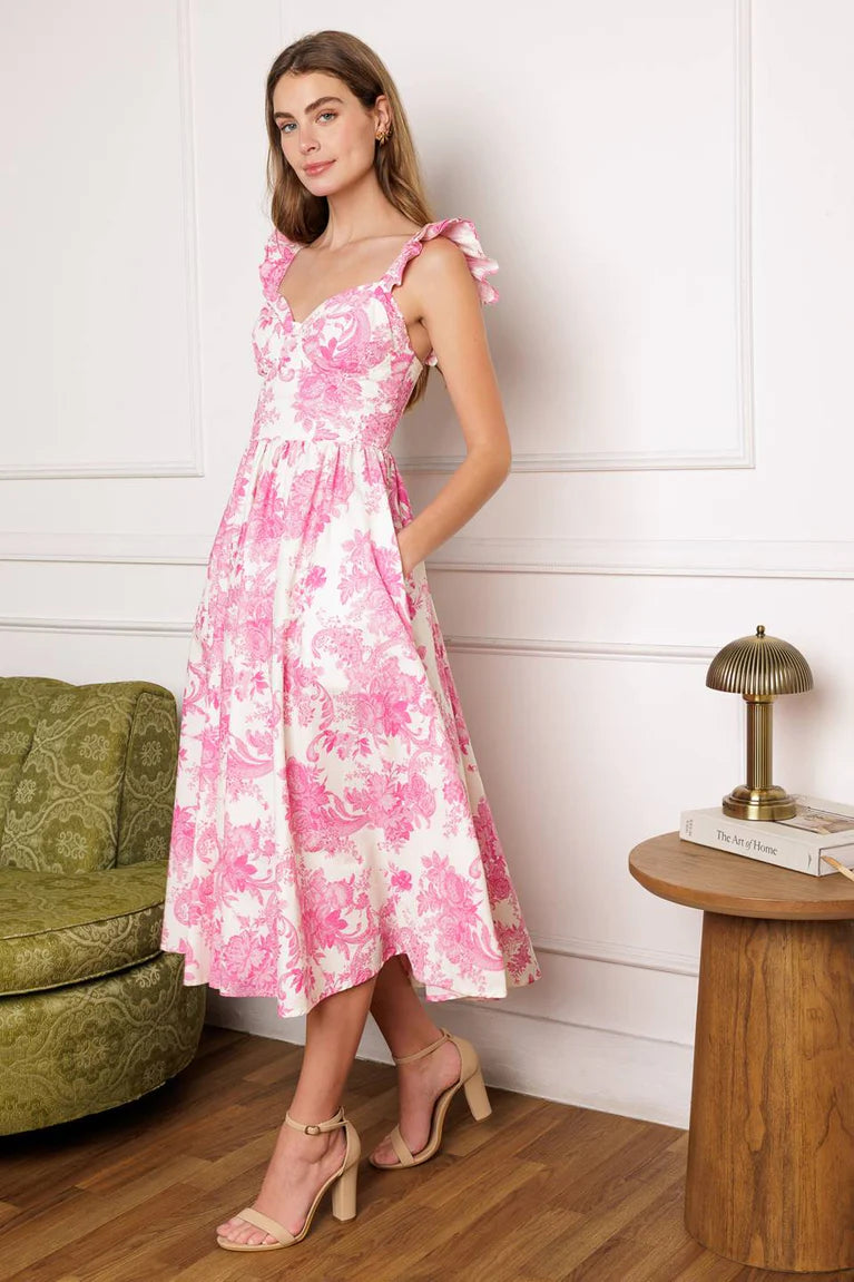 Off To The Market Woven Midi Dress