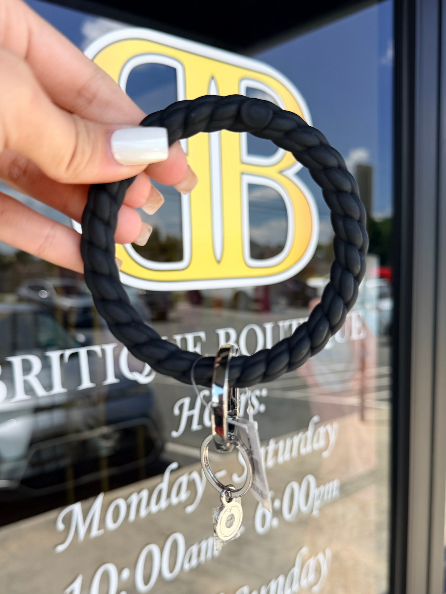 braided silicone black Keychain